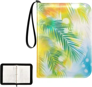4 Pockets Trading Card Album Holder Book Folder Sports Card Binder Colorful Shiny Summer 400 Double Side Pockets for 3 Ring Binder Zipper