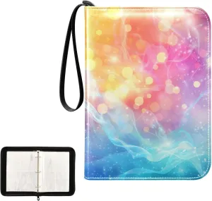 4 Pockets Trading Card Album Holder Book Folder Sports Card Binder Shiny Summer 400 Double Side Pockets for 3 Ring Binder Zipper