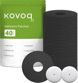 40-Pack Adhesive Patches for Libre 2 & Lingo, Medtronic Guardian 4 and Insulin Pumps, Waterproof Universal CGM Patches, 2 Reusable Protective Hardshell Covers, Latex-Free and Hypoallergenic (BLK)