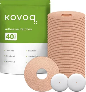 40-Pack Adhesive Patches for Libre 2 &Lingo, Medtronic Guardian 4 and Insulin Pumps, Waterproof Universal CGM Patches, 2 Reusable Protective Hardshell Covers, Latex-Free and Hypoallergenic (TAN)