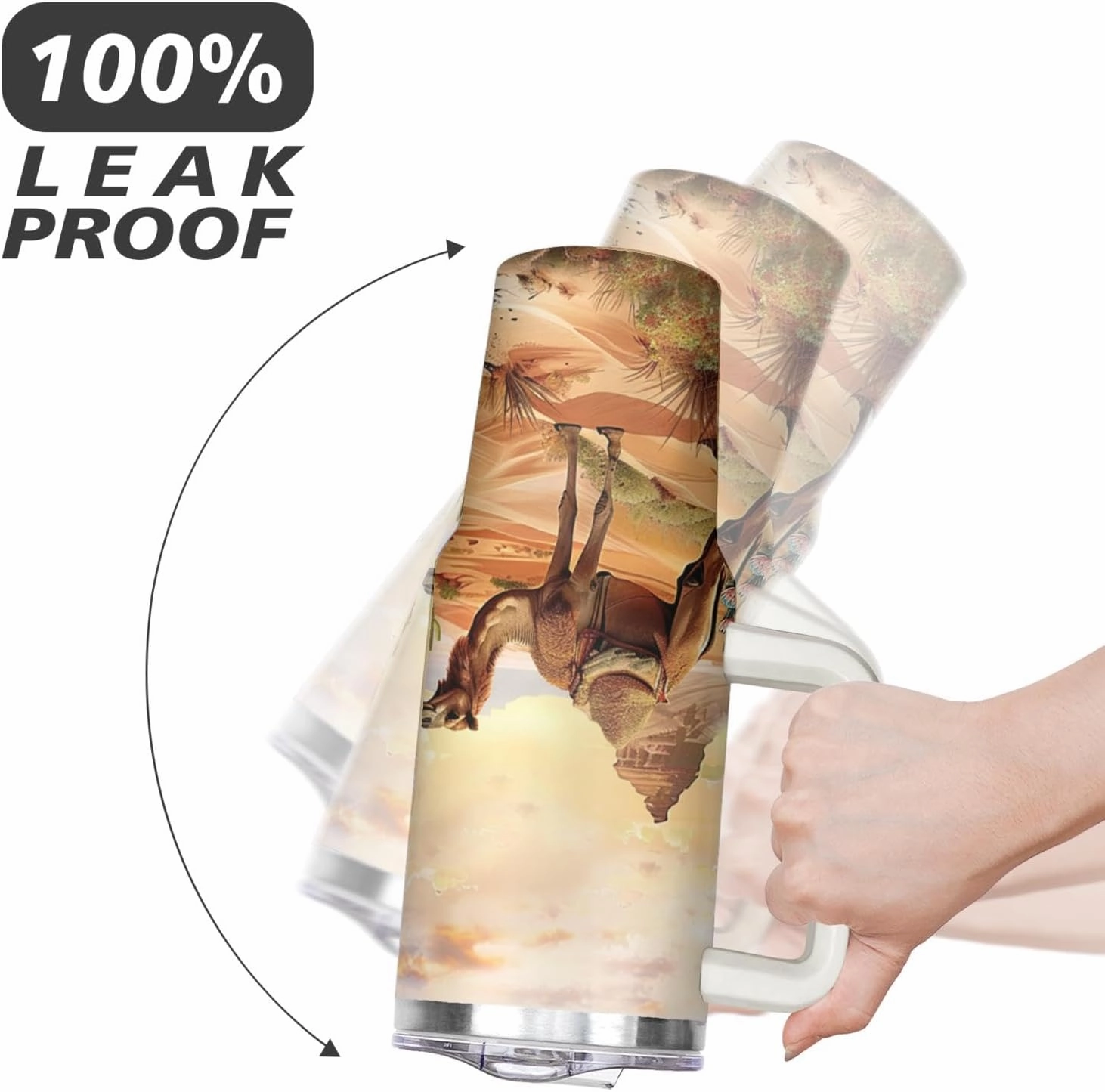 40 oz Camel Tumbler with Handle and Straw Lid,Leak Proof Travel Stainless Insulated Tumbler,Cup Holder Friendly,Perfect for Outdoor Travel Car and Sports