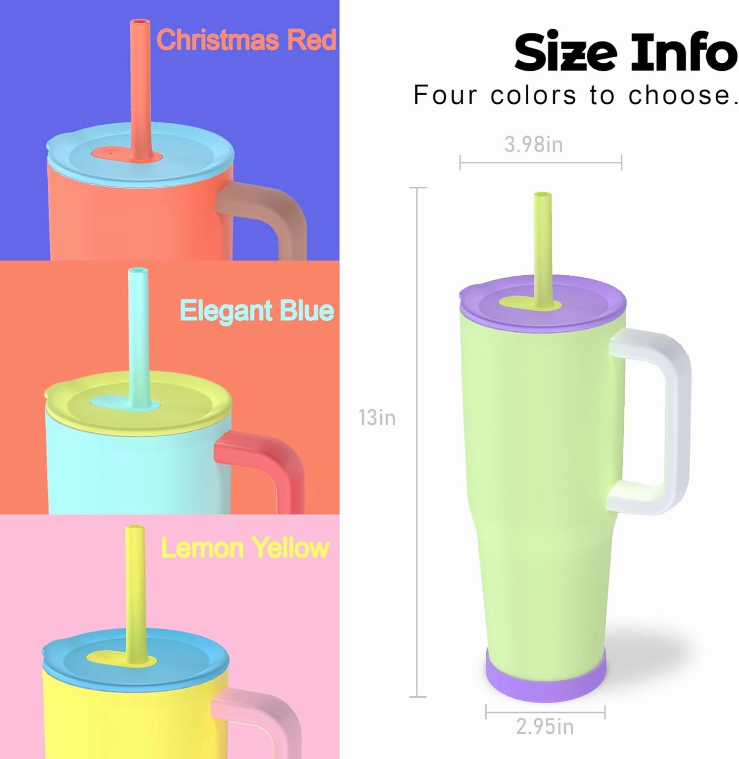 40 oz Tumbler with Handle and Straw for Her, Flexible Straw, Insulated Tumbler Cups with Silicone Bottom, Keeps Beverages Cold Up to 24 Hours, Gym/Work/Travel/School/Gift（Bud Green）