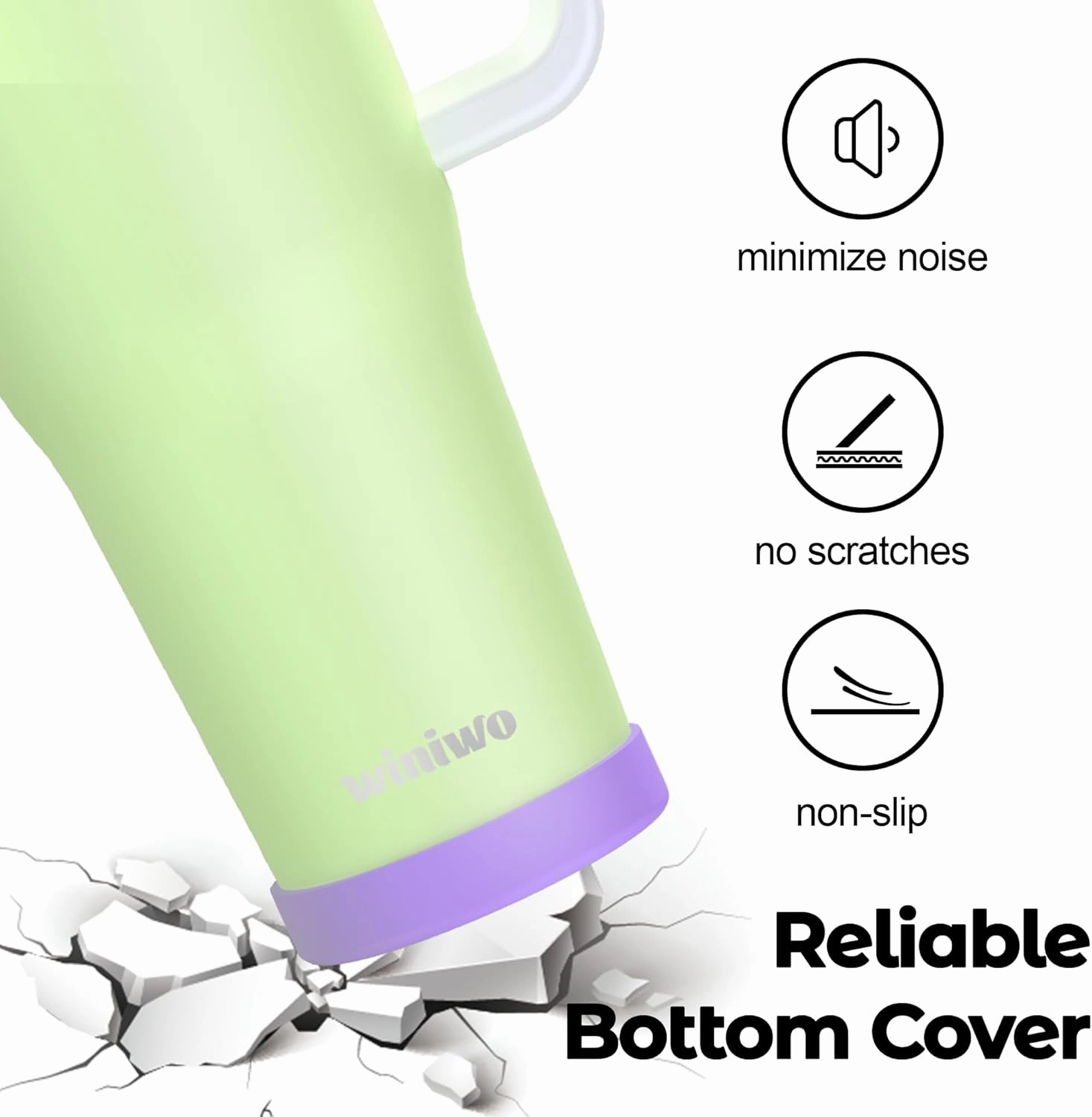 40 oz Tumbler with Handle and Straw for Her, Flexible Straw, Insulated Tumbler Cups with Silicone Bottom, Keeps Beverages Cold Up to 24 Hours, Gym/Work/Travel/School/Gift（Bud Green）