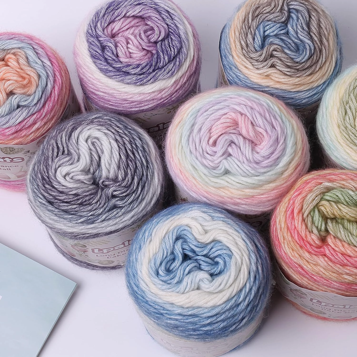 4 Pack Ombre Yarn for Crocheting - Super Soft 60% Cotton 40% Acrylic Yarn - 962 Yds Gradient Cake Yarns for Knitting Shawls Blankets Colorful Crafts with 2 Crochet Hooks (4, Dark Blue Gradient)
