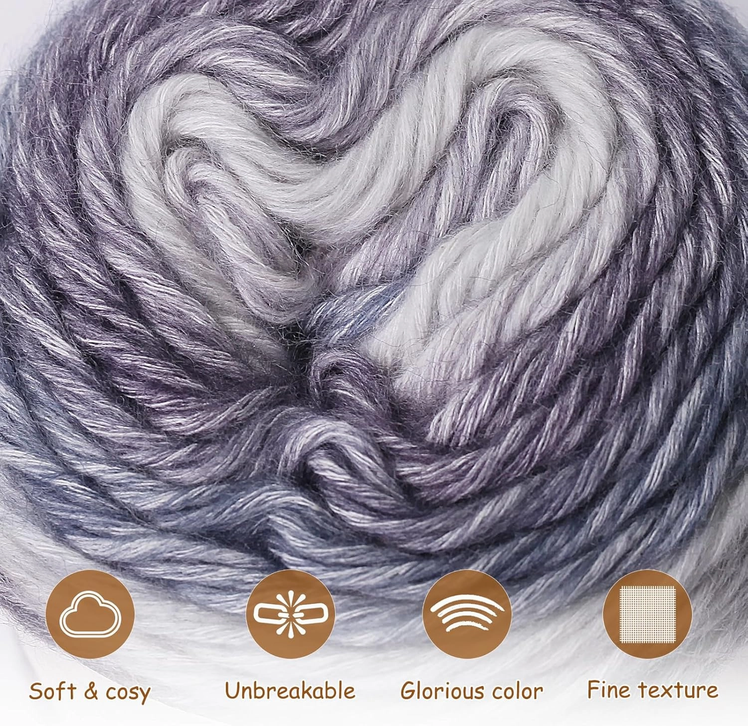 4 Pack Ombre Yarn for Crocheting - Super Soft 60% Cotton 40% Acrylic Yarn - 962 Yds Gradient Cake Yarns for Knitting Shawls Blankets Colorful Crafts with 2 Crochet Hooks (4, Dark Blue Gradient)