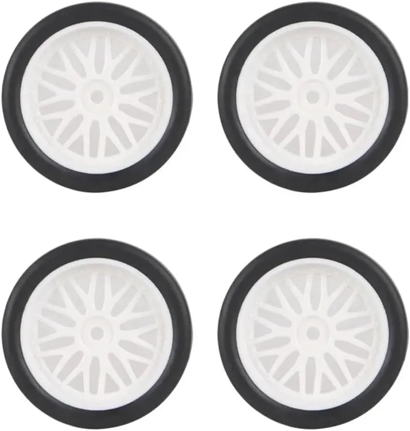 4pcs 33mm Hard Drift Tires Compatible with 1/18 RC Cars for AE86 A86 LD1801 LD1802 LD1803 LD1804 A01 A02 Upgrade Parts(LA0046 White(Soft))