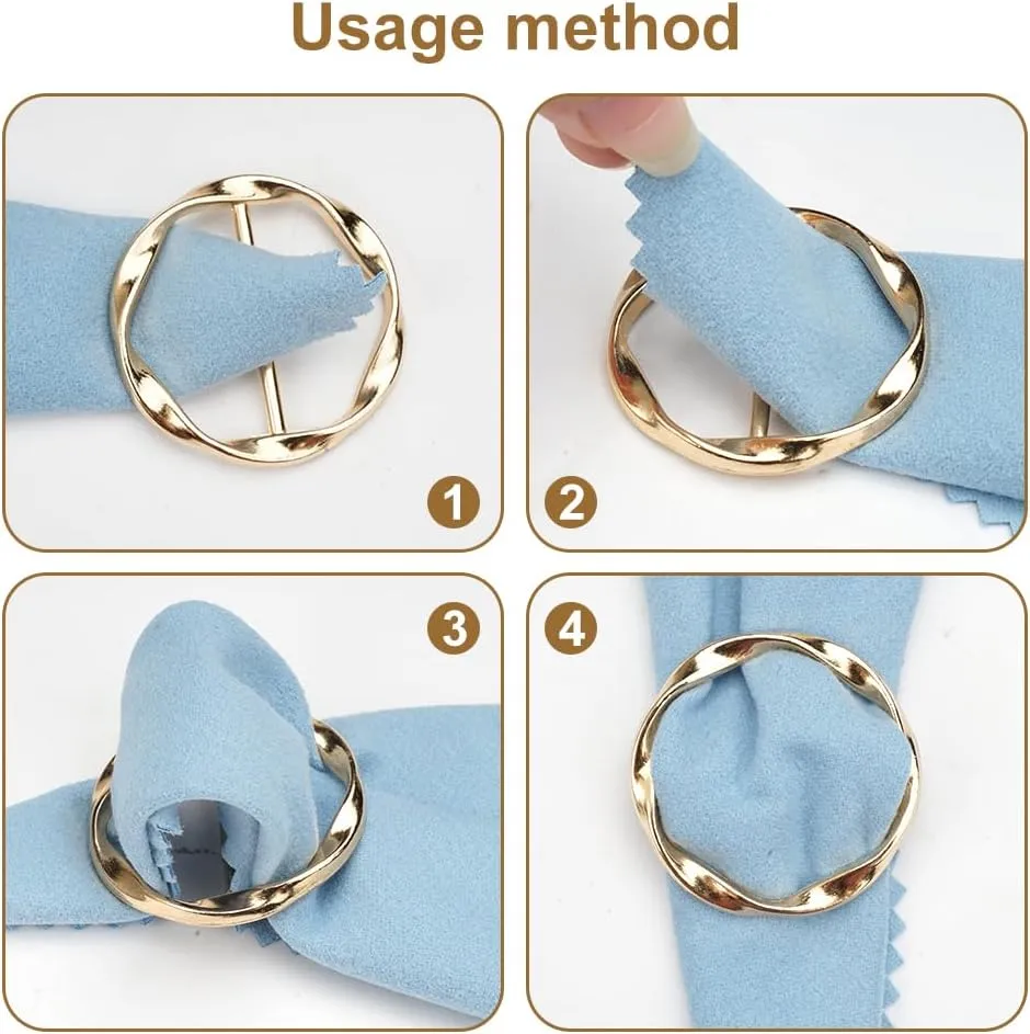 4PCS Scarf Ring Clip -T-shirt Ties Clips Clothes Corner Knotted Button for Women Fashion Metal Round Circle Shirt Clip Buckle