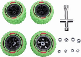 4PCS RC Wheel Tires,Original Hex Hub Wheel Rims & Rubber Tires, RC Rally Car Tyres Claw Mud Terrain Tires Accessories for 1/14 1/16 RC Car Crawler Buggy Truck (Green)