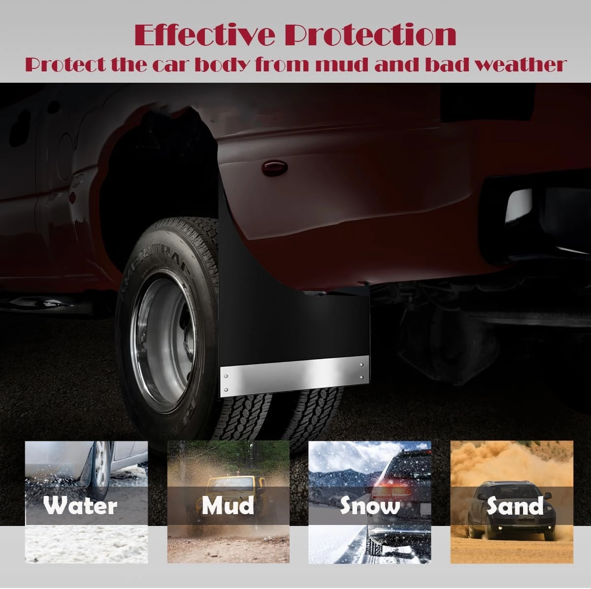 4PCS Universal Mud Flaps Splash Guards Car Mudguard with Night Reflectors Mudflaps and Accessories Set, Front and Rear Protection for Trucks Cars SUVs Vans (Black)