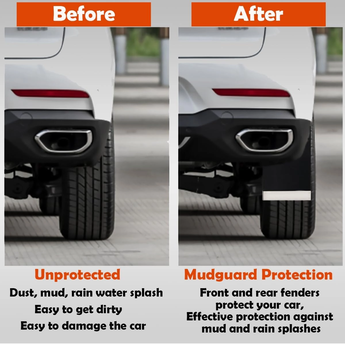 4PCS Universal Mud Flaps Splash Guards Car Mudguard with Night Reflectors Mudflaps and Accessories Set, Front and Rear Protection for Trucks Cars SUVs Vans (Black)