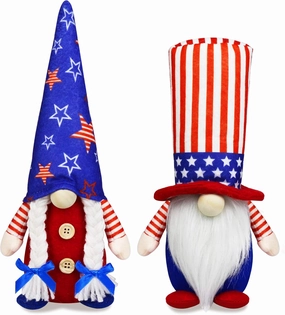 4th of July Patriotic Gnome Decorations, 2 PCS Handmade Mr & Mrs USA Swedish Tomte Gnomes Plush Table Ornaments Gift for Independence Day Memorial Day Presidents Day Veterans Day Armed Forces Day