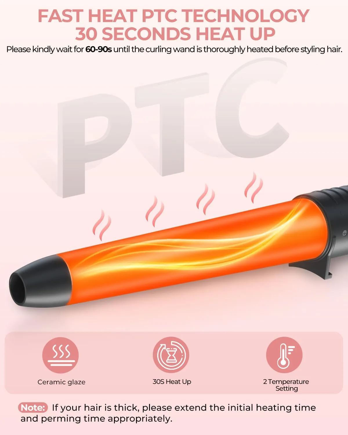 5 in 1 Curling Wand Set: Ohuhu Curling Iron Wand 5Pcs 0.35 to 1.25 Inch Interchangeable Ceramic Barrel Heat Protective Glove 2 Clips Dual Voltage Hair Curler for Women Girl Mother Gift Rose Gold