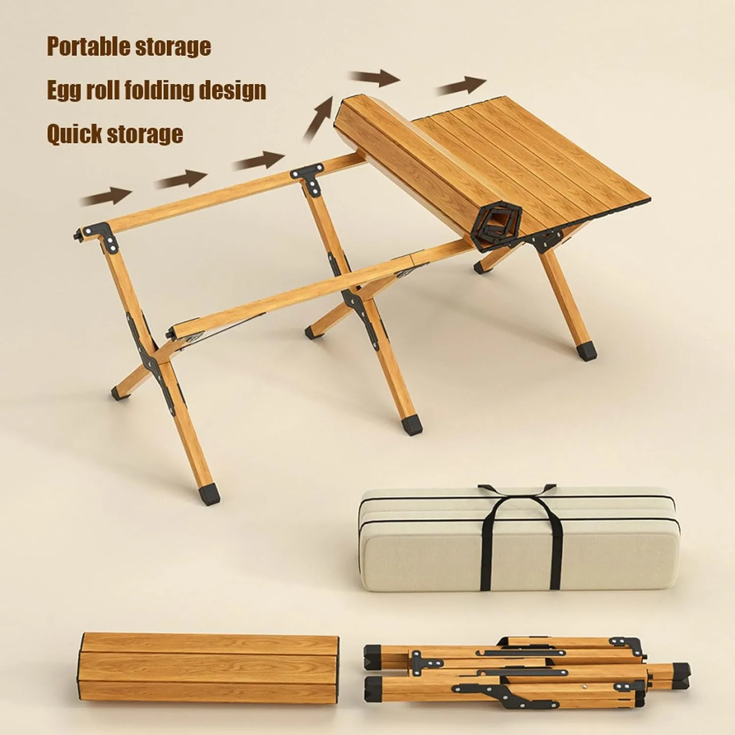 5-Pack Portable Camping Table airs, Folding Aluminum Roll-up Picnic Backpacking Table with Lightweight Lawn airs and Carrying Bag, Easy Carrying