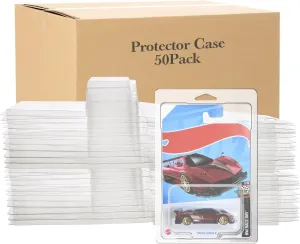 50 Pcs Protector Case Compatible with Hot Wheels Display Case Storage Case Plastic Model Car Clamshell Cases Display Clear Die Cast Car Blister Pack Covers Protector for Hotwheels Toy Car Set