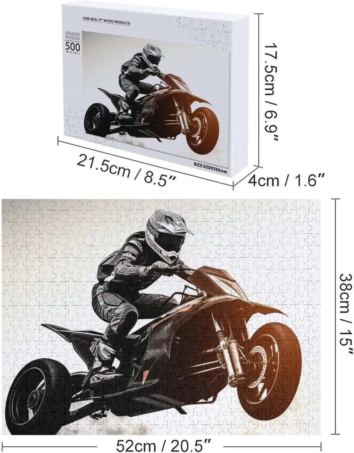 500 PCS Jigsaw Puzzle for Adults Personalized Picture Puzzle Rider Racing Car Customized Wooden Puzzle for Family, Birthday, Wedding, Game Nights Gifts Animal Puzzle