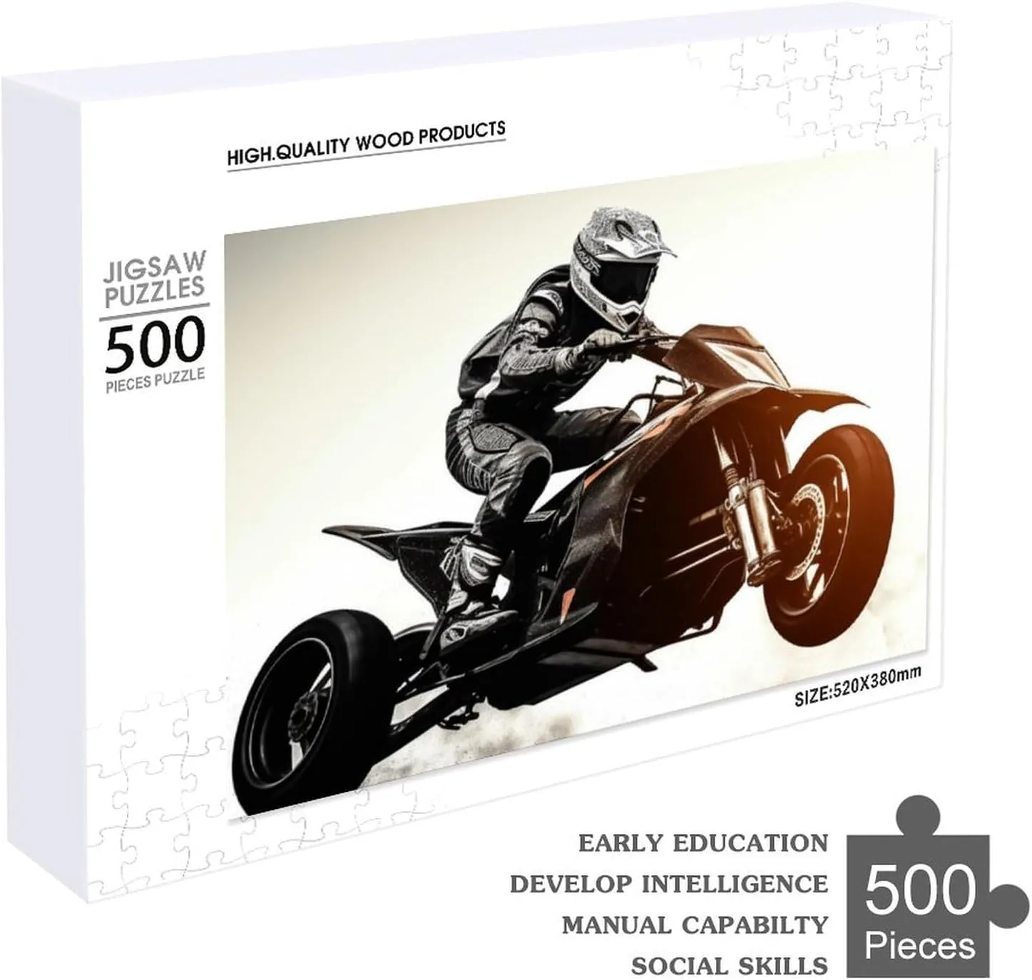 500 PCS Jigsaw Puzzle for Adults Personalized Picture Puzzle Rider Racing Car Customized Wooden Puzzle for Family, Birthday, Wedding, Game Nights Gifts Animal Puzzle