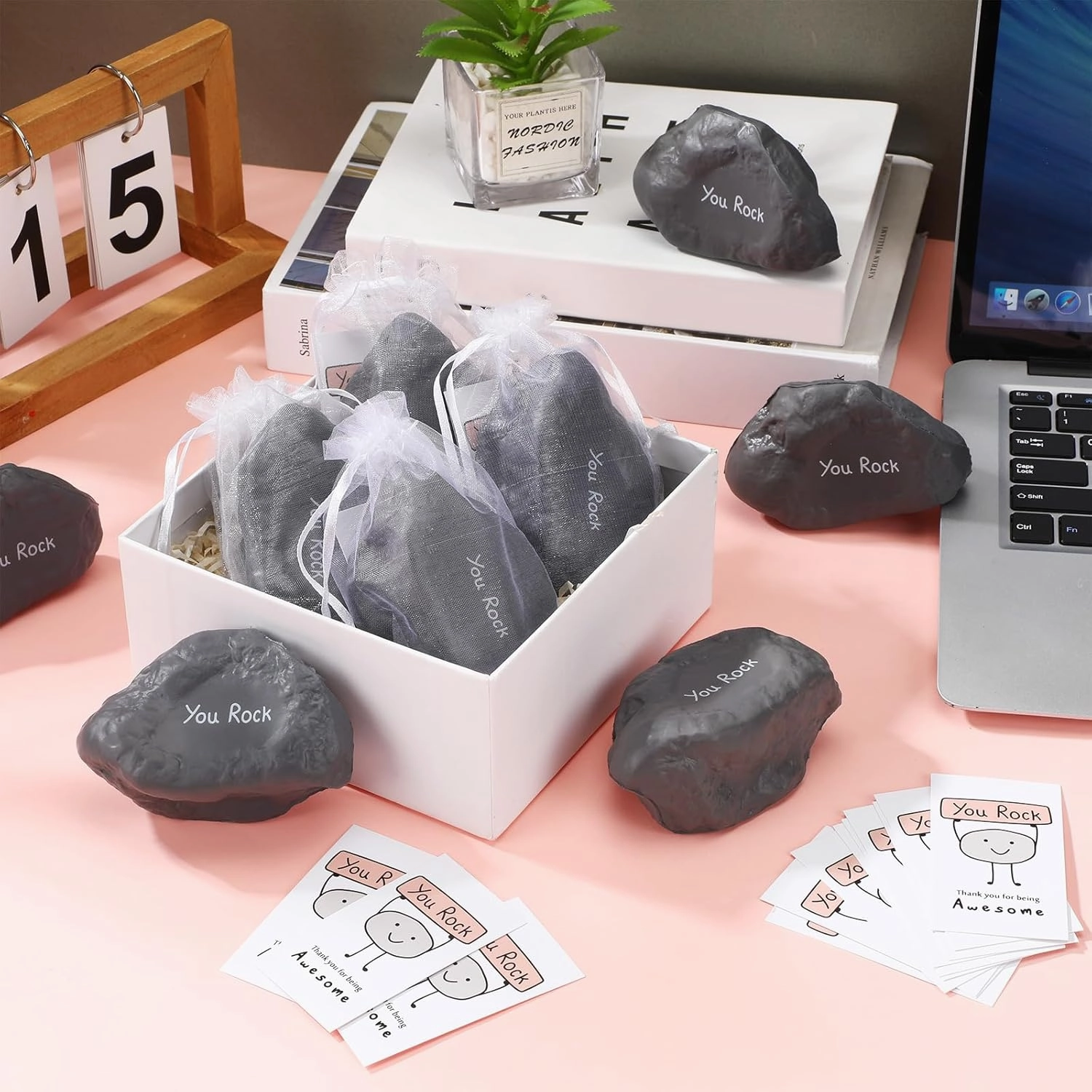 50 Set Inspirational Stress Balls Bulk Motivational Stress Foam Stone Relief Toys You Rock Quotes Squeeze Ball Appreciation Gifts Thank You for Being Awesome Gifts for Employee Coworker