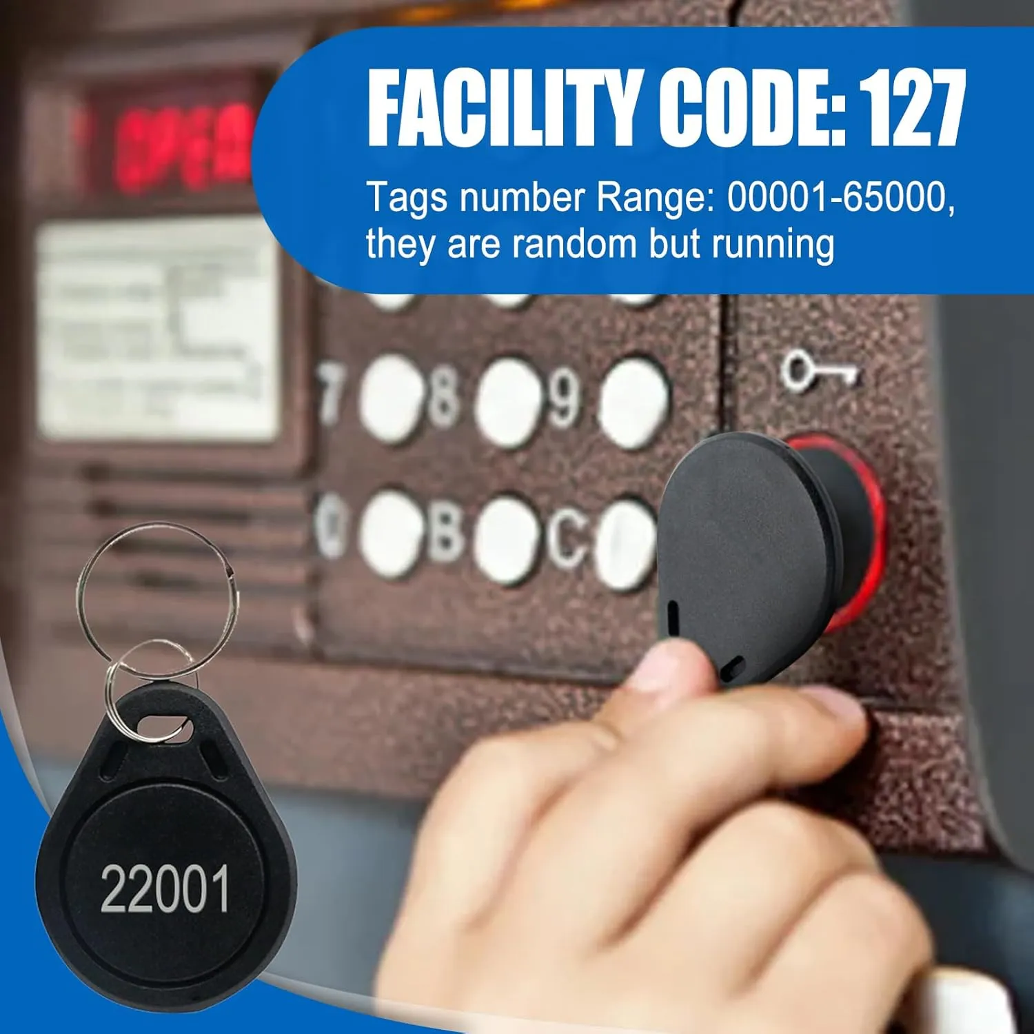 50pcs RFID Key Fobs Writable, Thin 26 Bit Proximity Key Fobs Fit for Prox Key ISO-Prox 1346 1386 1326 H10301 Format Readers, Works with The Vast Majority of Access Control Systems Black (50pcs)