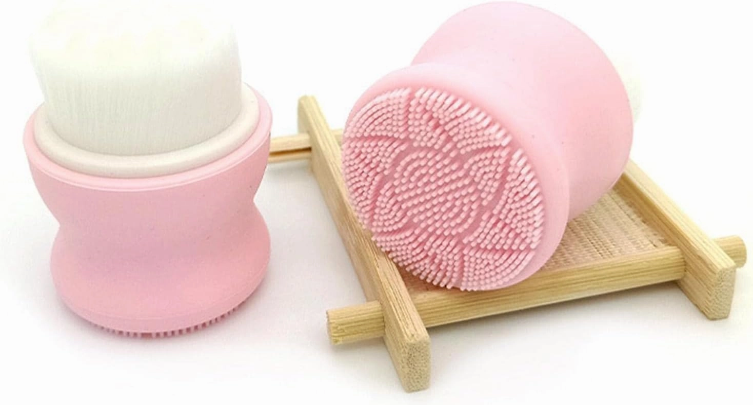 5xManual Face Washing Brush Soft and Exfoliating Silicone Pad Pink, 5 Pcs