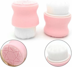 5xManual Face Washing Brush Soft and Exfoliating Silicone Pad Pink, 5 Pcs