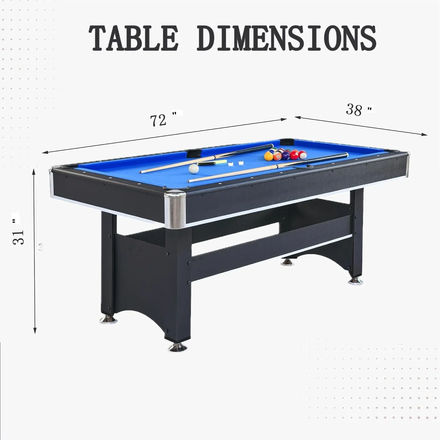 6 Ft Pool Table with Ping Pong Top,Multi Game Combo Tables for Family Recreation Game Rooms, Includes Billiard Balls, Cues, Paddles, Brush & More, Stable Structure
