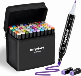 60 Colors Alcohol Markers, Dual Tip Alcohol Based Art Markers Set for Kids Adults Coloring Drawing, Chisel & Fine, Black Penholder