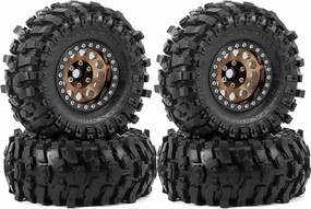 60mm 4 PCS 1/18 RC Crawler Tires 1.0 inch replica tires wheels binding 7mm R188 Suitable for most 1/18 RC Crawler cars such as TRX4M, Land Rover, Scrambler, SCX24, Scorpion, FMS and so on. (yellow)