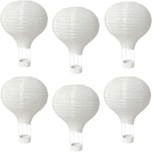 6Pack 12 Inch Hanging Hot Air Ballon White Paper Lanterns Set Reusable Party Ball Lamps for DIY Craft Wedding Birthday Engagement Baby Shower Party Home Classroom Décor Decorations (White)