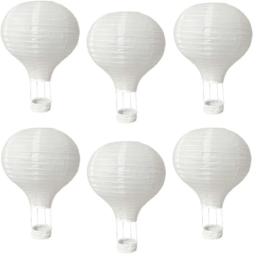 6Pack 12 Inch Hanging Hot Air Ballon White Paper Lanterns Set Reusable Party Ball Lamps for DIY Craft Wedding Birthday Engagement Baby Shower Party Home Classroom Décor Decorations (White)