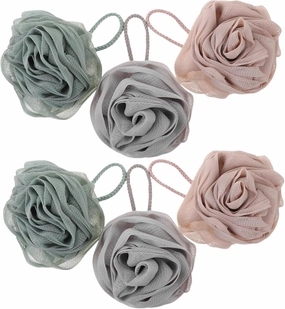 6pcs Exfoliating Bath Flower Pe Material Body Scrubber Gentle Daily Use Beautiful Flower Shape Design Luxurious Bathing Accessories for Home