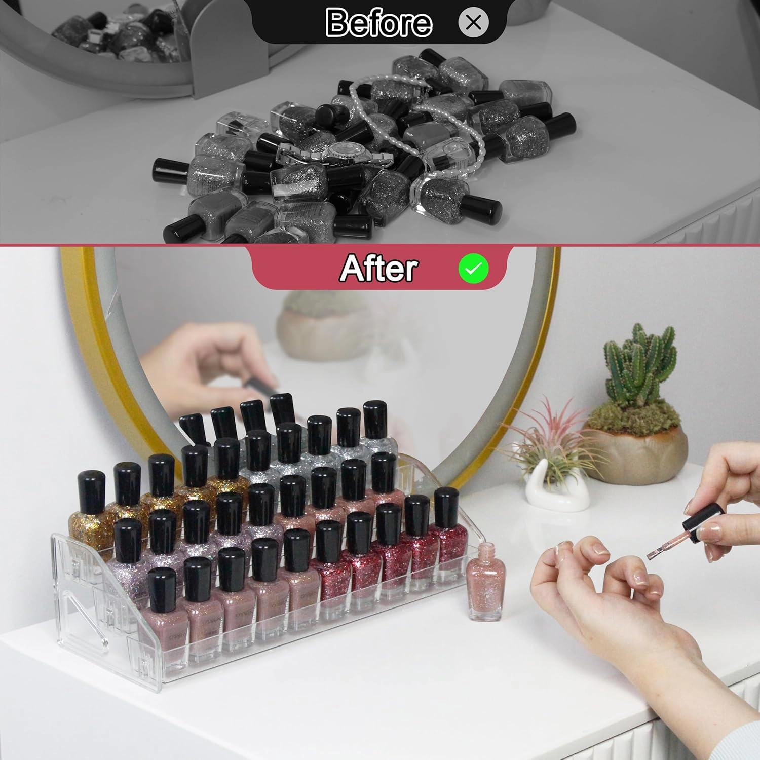 7-Tier Clear Acrylic Nail Polish Organizer, Holds 56-112 Bottles, Multi-Purpose Display for Nail Polish, Sunglasses, Essential Oils and Cosmetics