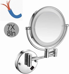 7X Wall Mounted Makeup Mirror LED Magnification Bathroom Mirror Wall Mirror Cosmetic Mirror Double Sided LED Swivel 360° Extendable for Bathroom, Spa,Orb,hardwire