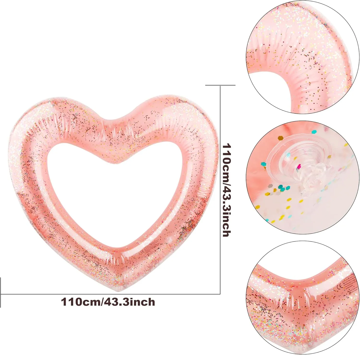 8 Pack Inflatable Heart Swim Rings Float Heart Shaped Swimming Circle Pool Floats for Women Girls Pool Party Beach Party Supplies