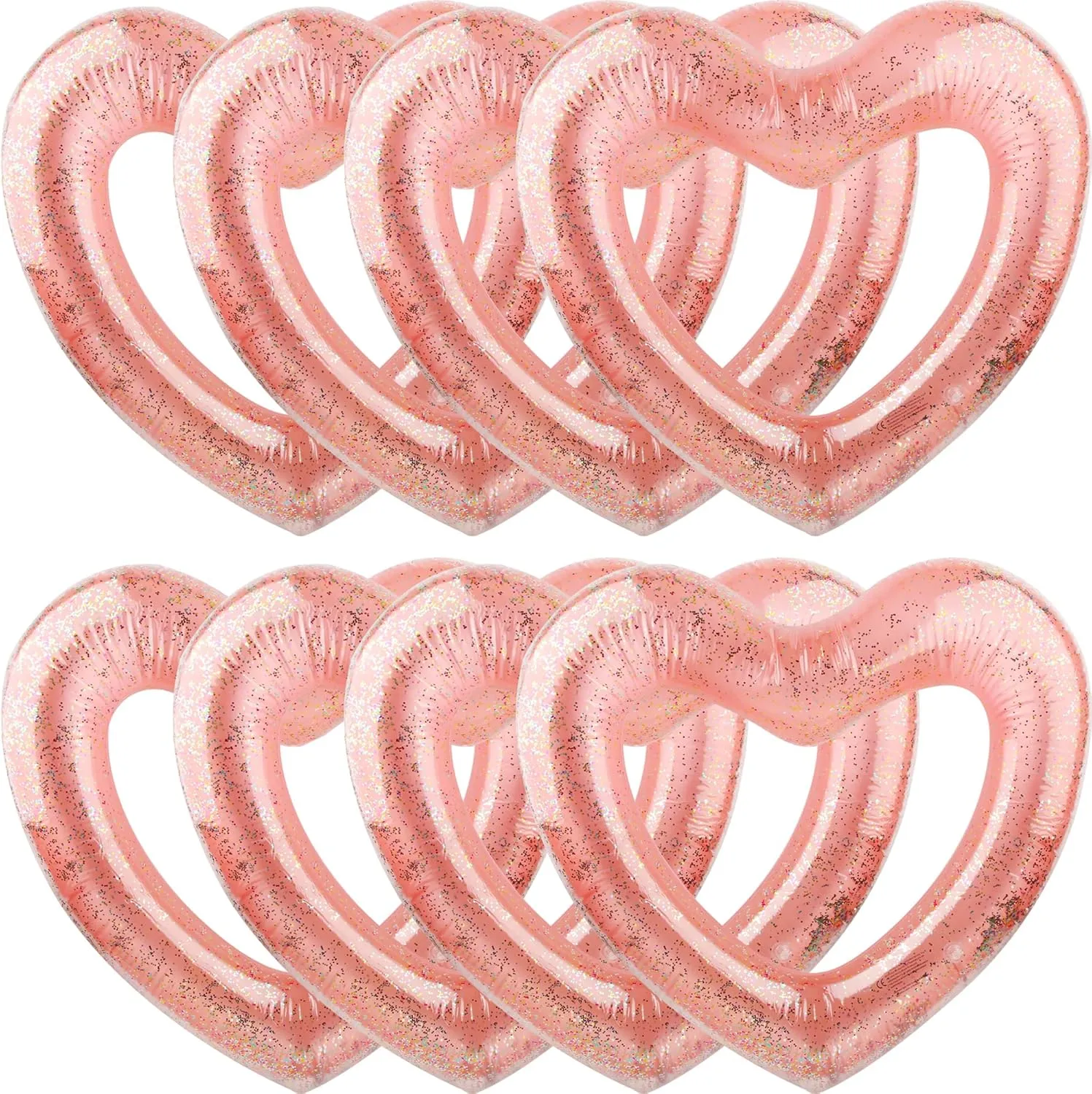 8 Pack Inflatable Heart Swim Rings Float Heart Shaped Swimming Circle Pool Floats for Women Girls Pool Party Beach Party Supplies