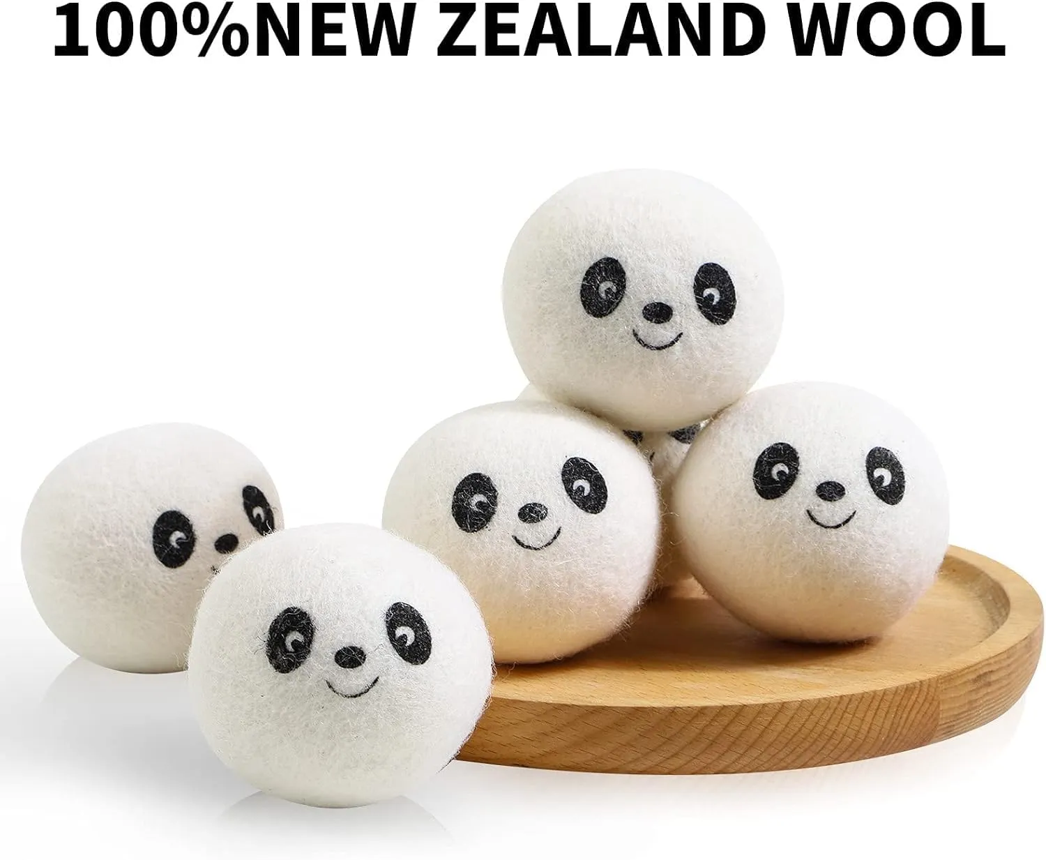8 Wool Dryer Balls - Natural Fabric Softener, Reusable, Reduces Clothing Wrinkles and Saves Drying Time. Handmade Fair Trade No Lint Fabric Softener White (Pack of 8)