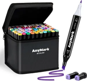 80 Colors Alcohol Markers Set, Professional Coloring Markers with Carry Bag for Adults Kids Artist, Chisel & Fine Dual Tips for Drawing