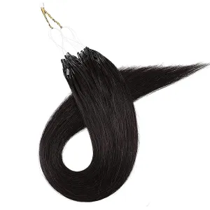 8D Microlink Hair Extensions, Nano Beads Real Human Hair, Pre-Bonded Seamless Hairpieces for Women,Black,16in