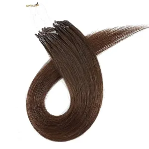 8D Microlink Hair Extensions, Nano Beads Real Human Hair, Pre-Bonded Seamless Hairpieces for Women,Dark brown,16in