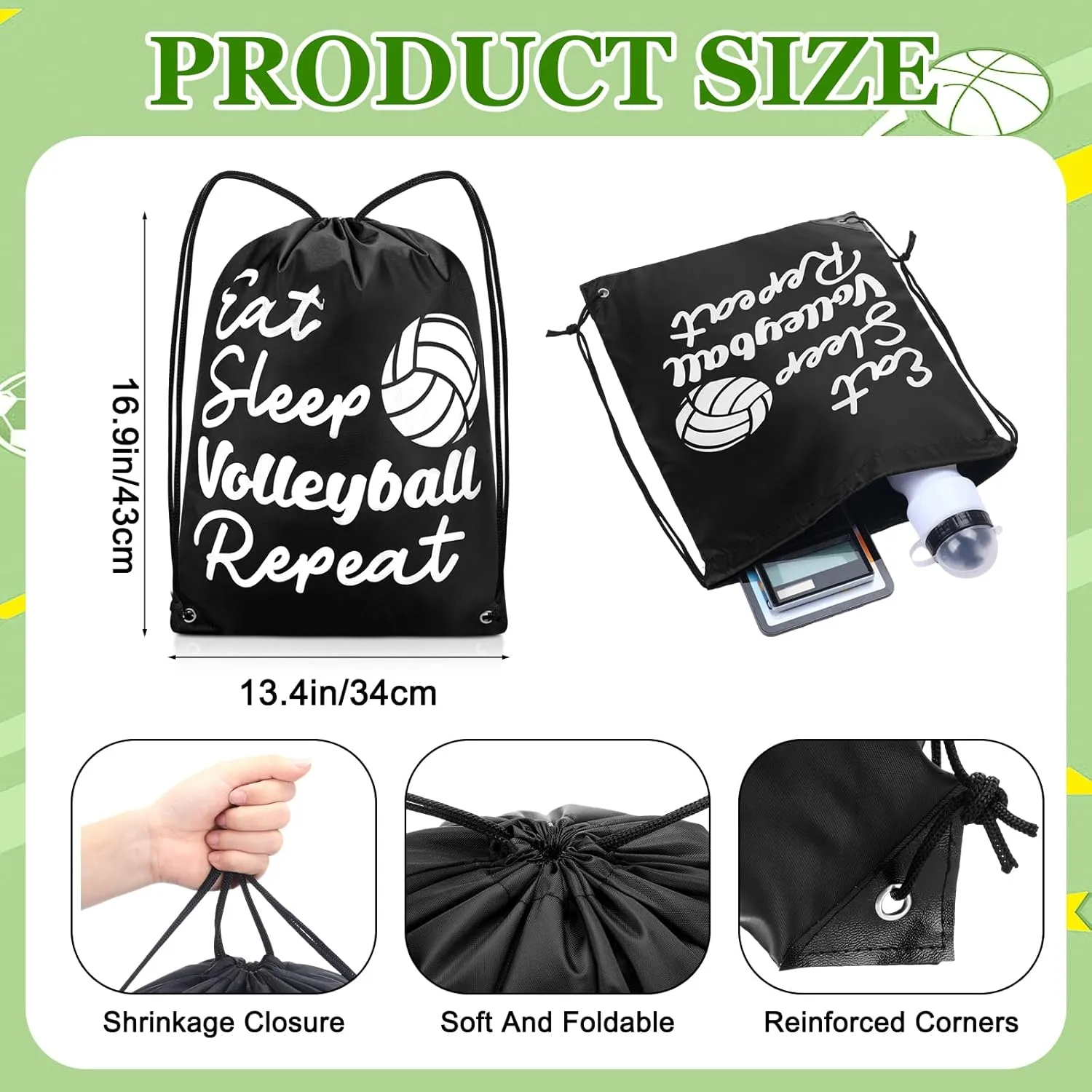 96 Pcs Volleyball Party Favors for Kids Include 24 Volleyball Drawstring Bags, 24 Volleyball Keychain, 24 Silicone Volleyball Bracelets, 24 Mini Stress Ball for Sports Birthday Supplies