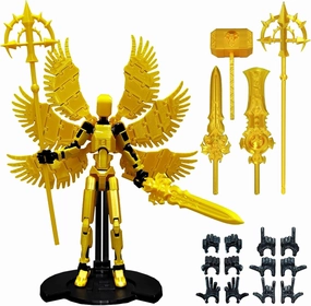 (Assembly Completed) 3D Printed T13 Action Figure, 5.5 Inch Multi-Jointed Movable Dummy 13 Toy,Dummy 13 Robot Action Figure with Lots of Weapons ﻿, Gold