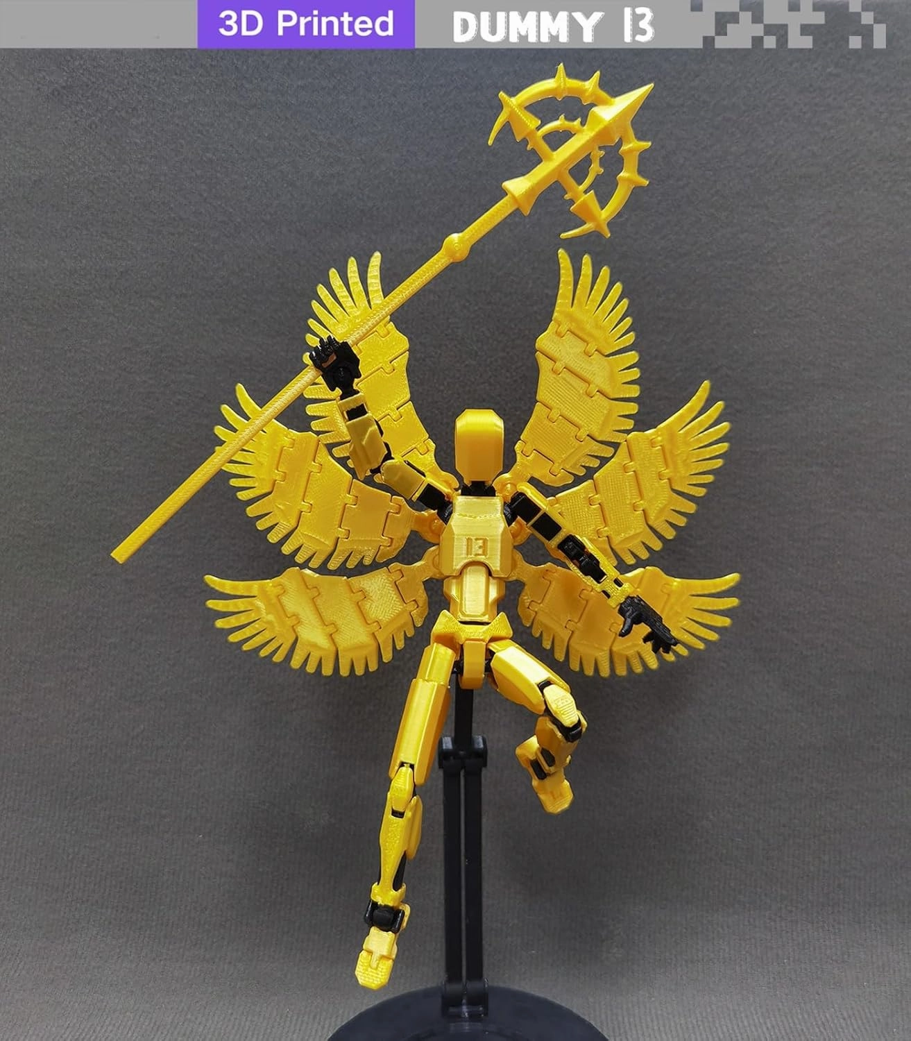 (Assembly Completed) 3D Printed T13 Action Figure, 5.5 Inch Multi-Jointed Movable Dummy 13 Toy,Dummy 13 Robot Action Figure with Lots of Weapons ﻿, Gold