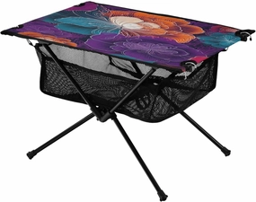 Abstract Line Flowers Portable Folding Camping Table, Compact Lightweight Beach Table with Carrying Bag for Outdoor Picnics, BBQs, Camp
