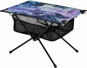 Abstract Marbled Painting Portable Folding Camping Table, Compact Lightweight Beach Table with Carrying Bag for Outdoor Picnics, BBQs, Camp