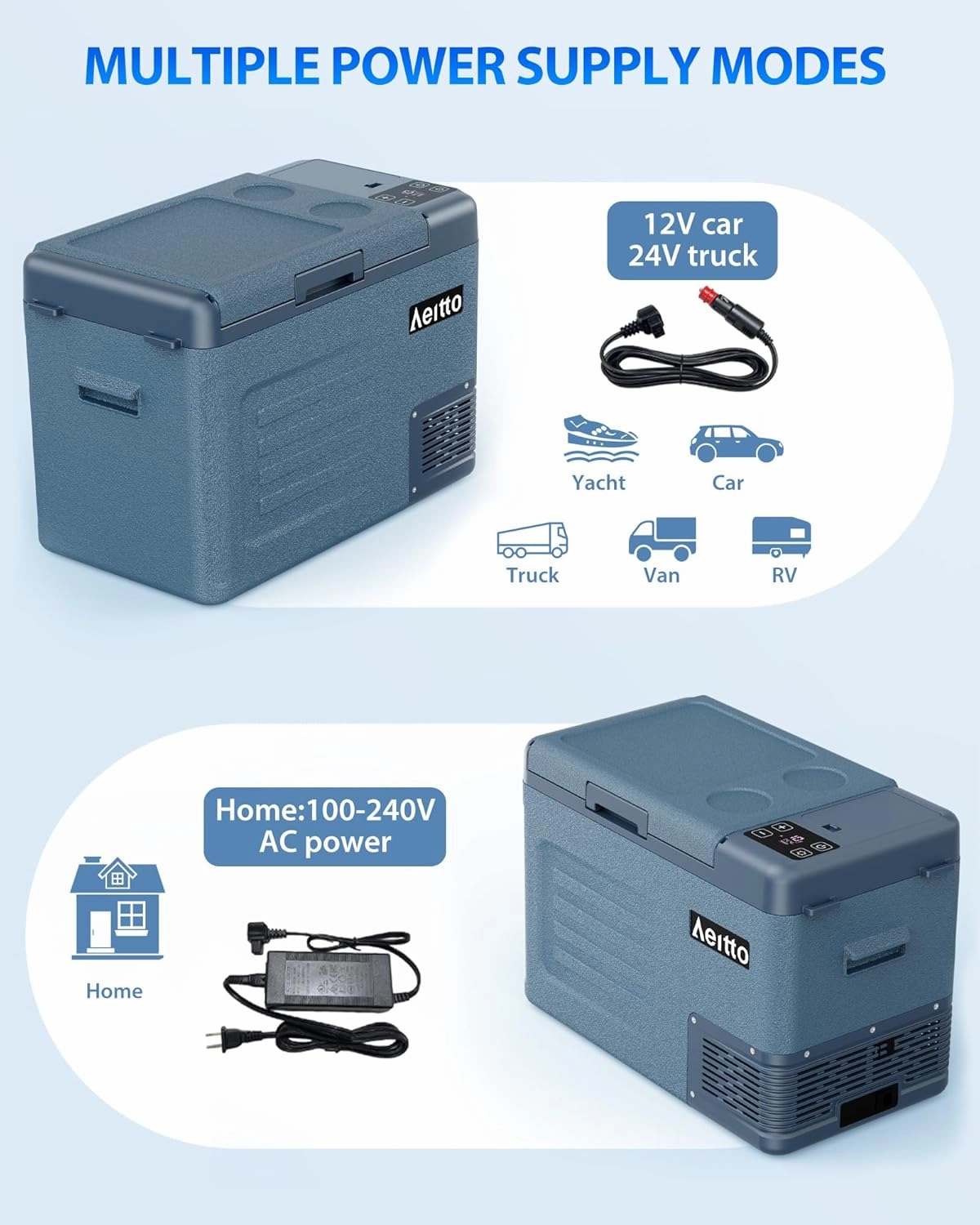 Aeitto 12 Volt Car Refrigerator 30Quart Car Fridge Freezer Electric Cooler Portable Cooler 12V Fridge RV Refrigerator -4℉-68℉ Temp Control 12/24V DC & 100-240V AC for Travel, Camping, RV, Road