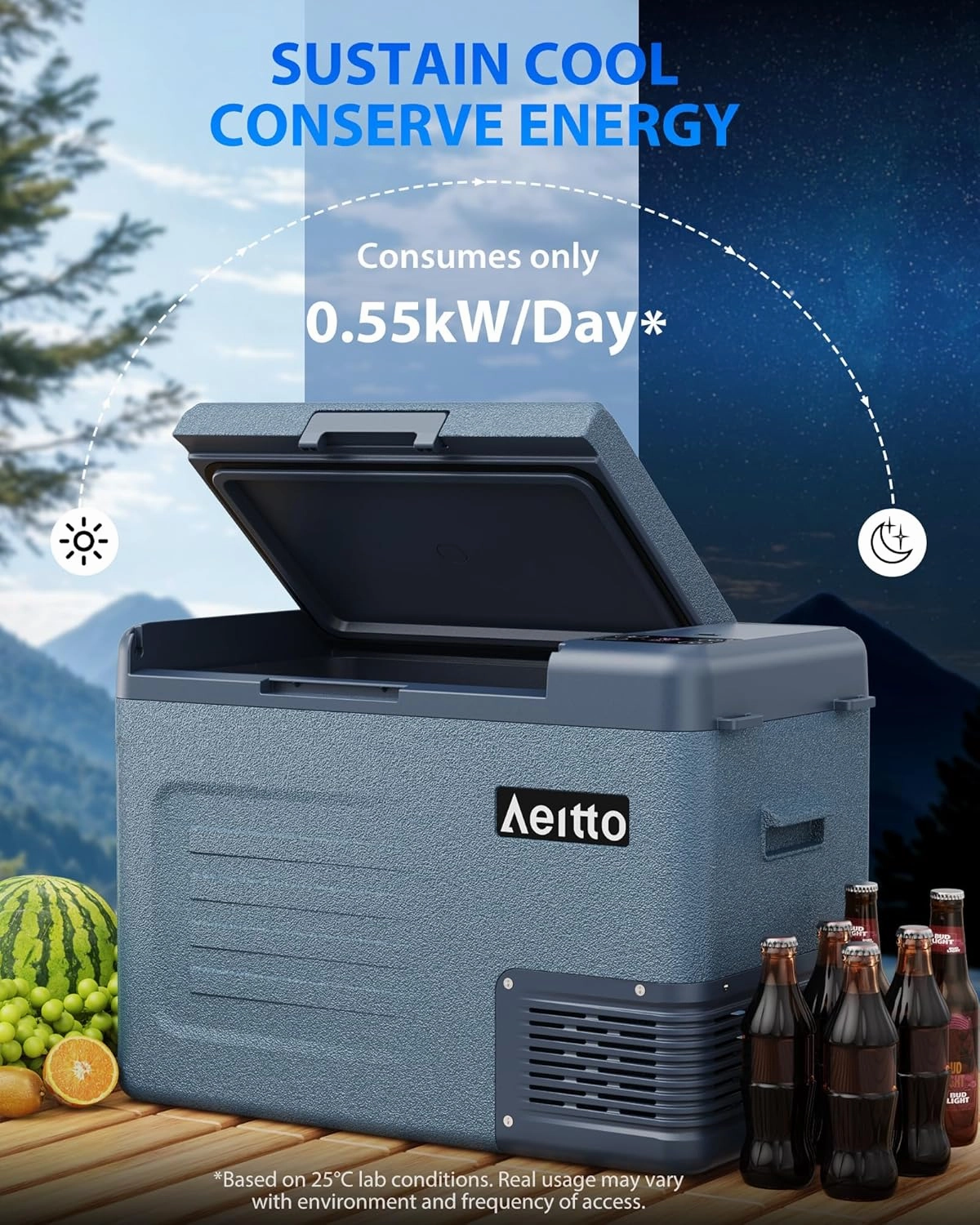 Aeitto 12 Volt Car Refrigerator 30Quart Car Fridge Freezer Electric Cooler Portable Cooler 12V Fridge RV Refrigerator -4℉-68℉ Temp Control 12/24V DC & 100-240V AC for Travel, Camping, RV, Road