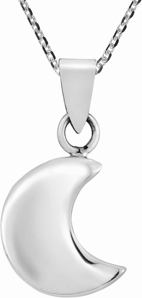 AeraVida Concaved Cosmic Crescent Moon .925 Sterling Silver Pendant Necklace