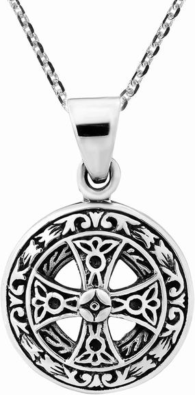 AeraVida Unisex Chic Casual Solar or Sun Cross .925 Sterling Silver Pendant Necklace | Unisex Religious Pendant | Fashion Jewelry