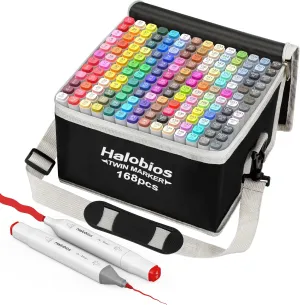 Alcohol Markers, 168 Colors Dual Tip Fine & Broad Drawing Markers Alcohol Marker Set with Case, Marker for Kids Adults Coloring Artists Drawing Sketching Card Making and Illustration