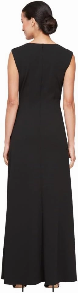 Alex Evenings Women's Long Cascade Ruffle Sleeveless Leg Slit, Mother of The Bride Dress, Elegant Party Gown