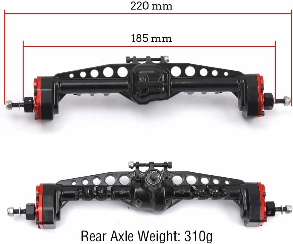 Aluminum Alloy Rear Portal Axle Complete for Axial SCX10 III AXI03007 1/10 RC Crawler Car Upgrades (Red&Black, Rear)